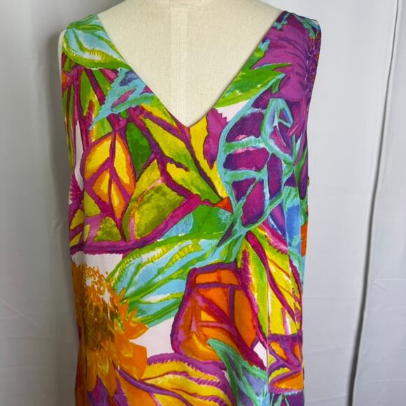 Lauren Ralph Lauren Petite Tropical Floral V-Neck Flounce Hem Dress 12P - Picture 4 of 9